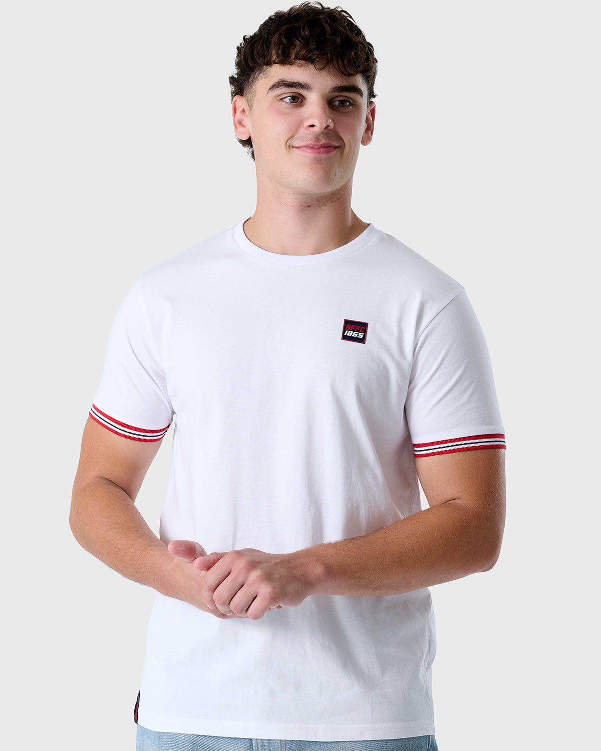 NFFC White Sports Casual Tipped Sleeve T-Shirt