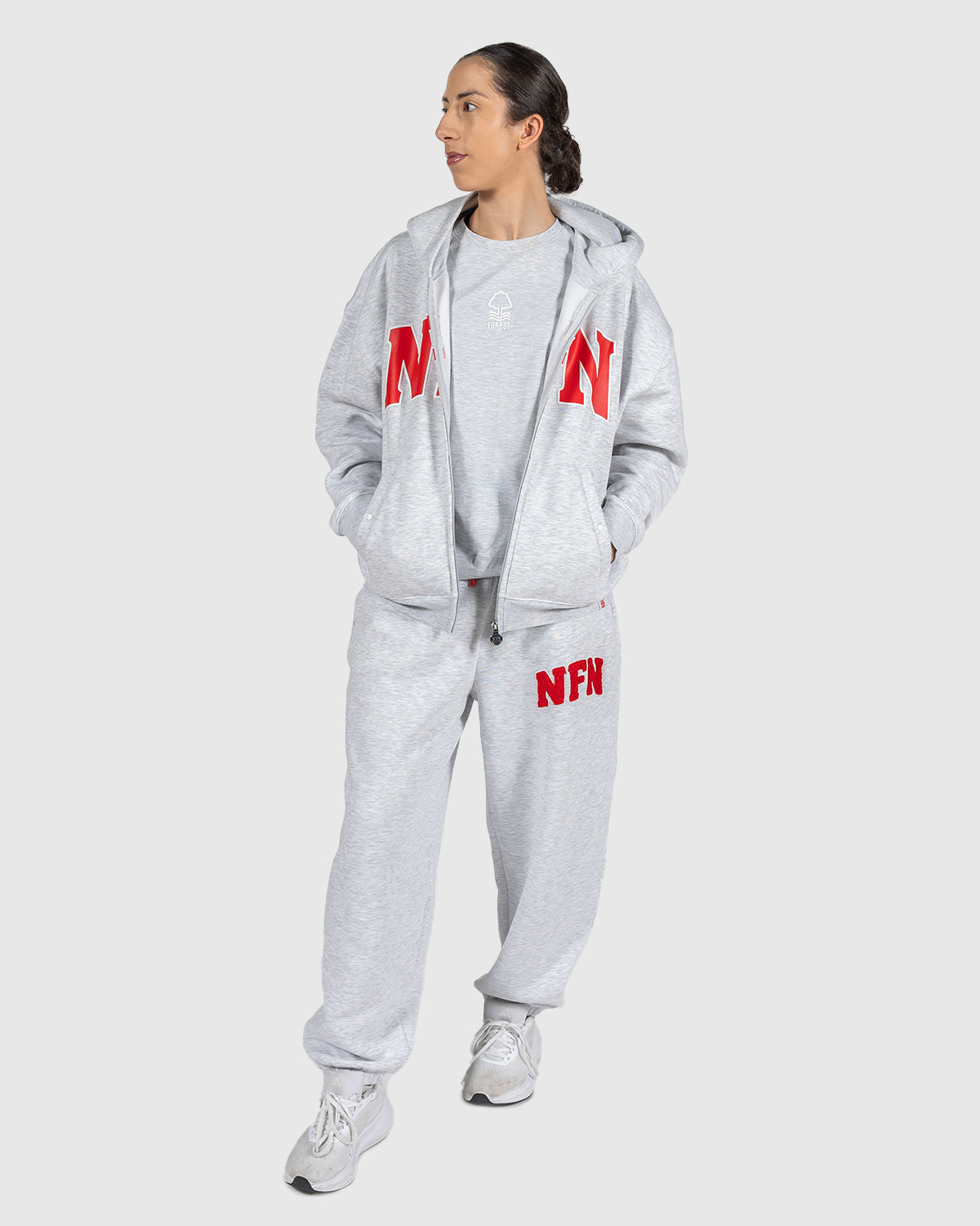 NFN Women's Grey Varsity Full Zip Hoodie