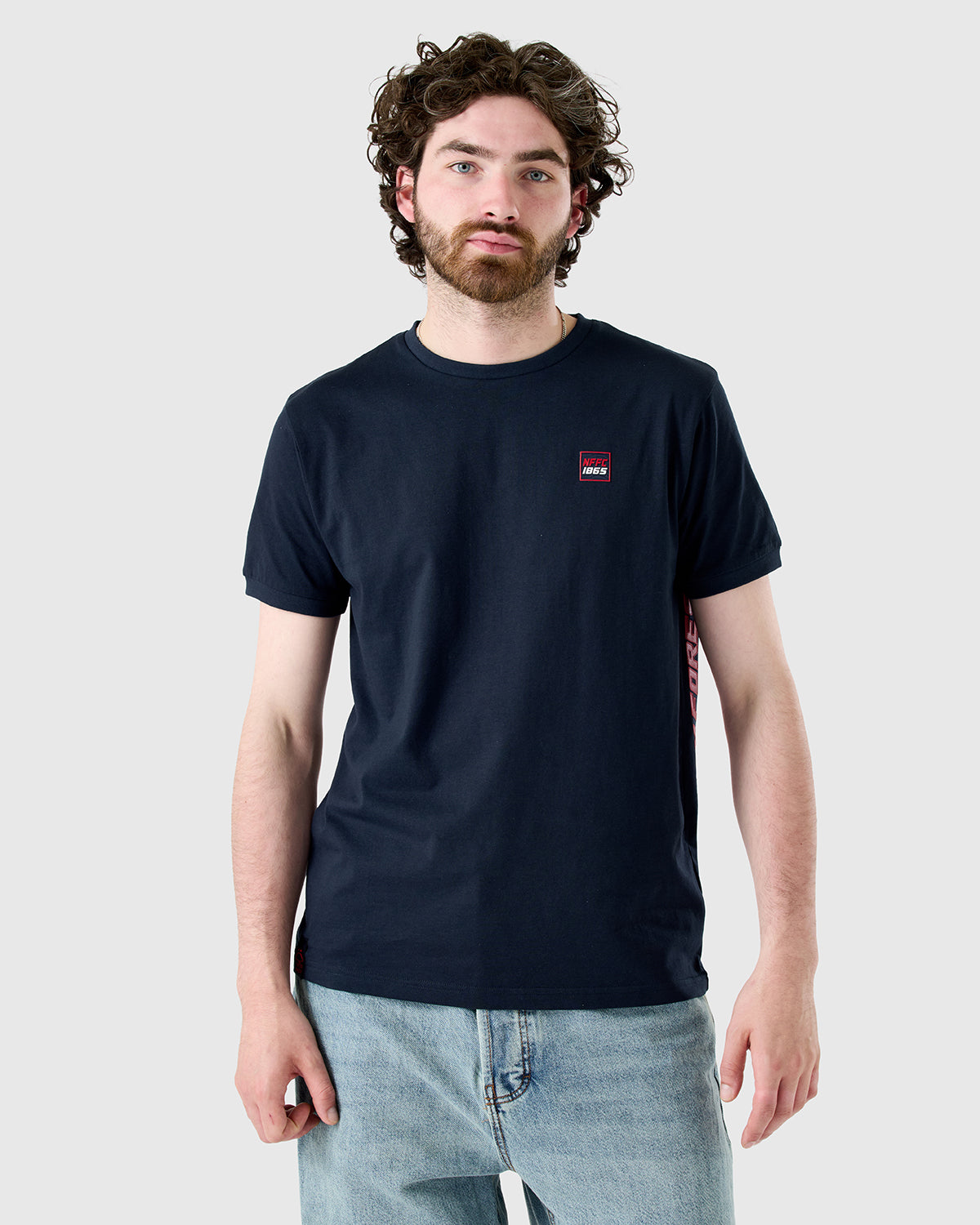 NFFC Navy Sports Casual Vertical Print T-Shirt