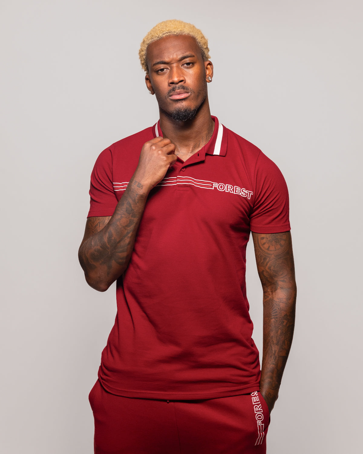 NFFC Stripe Collection Red Polo