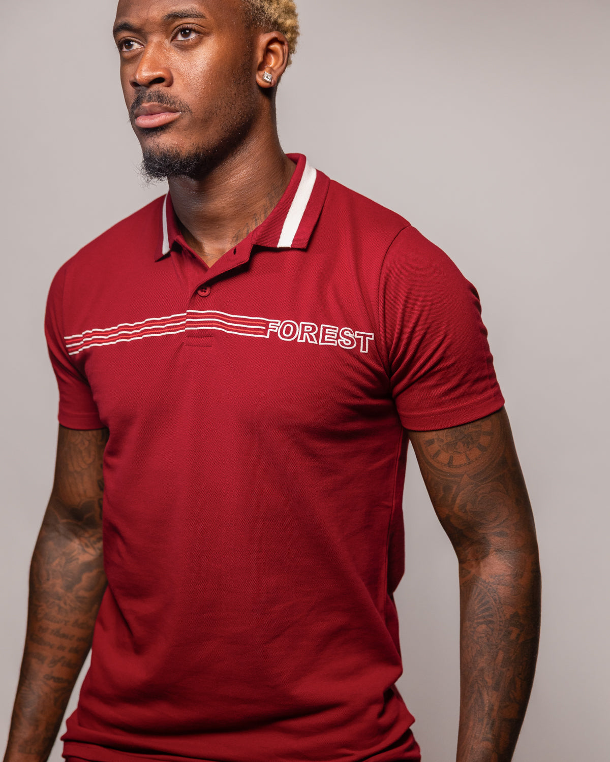 NFFC Stripe Collection Red Polo
