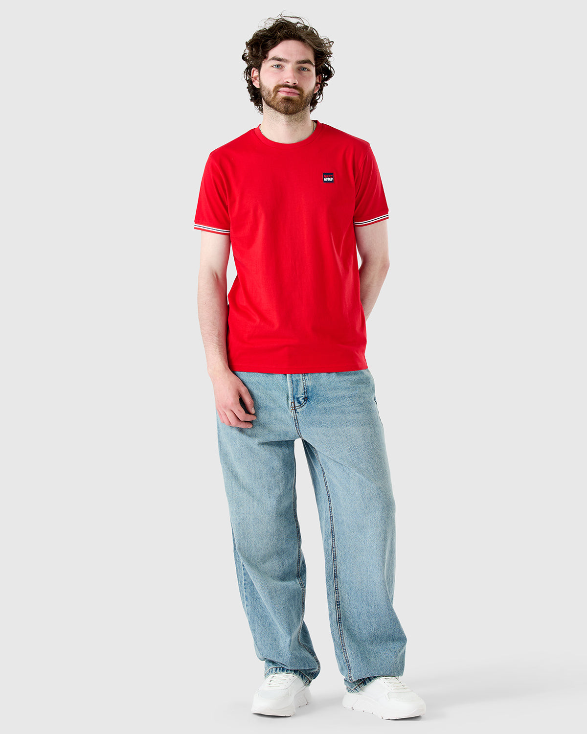 NFFC Red Sports Casual Tipped Sleeve T-Shirt