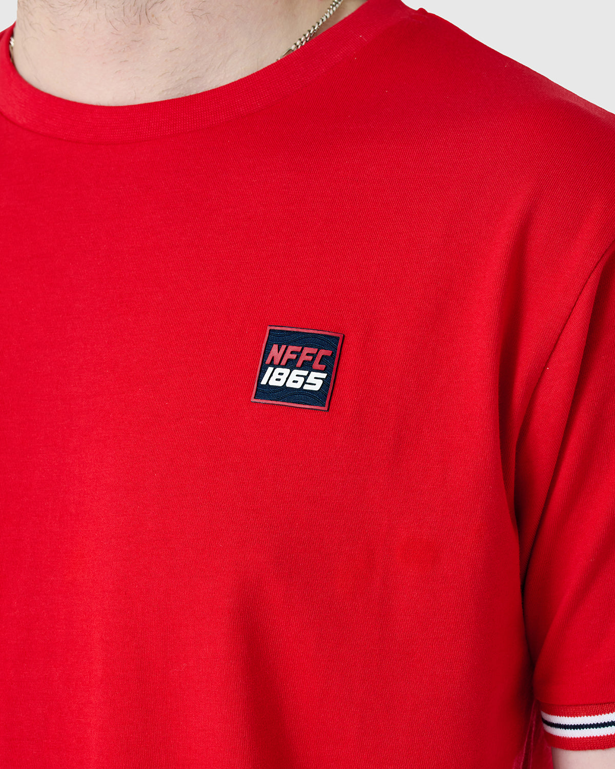 NFFC Red Sports Casual Tipped Sleeve T-Shirt