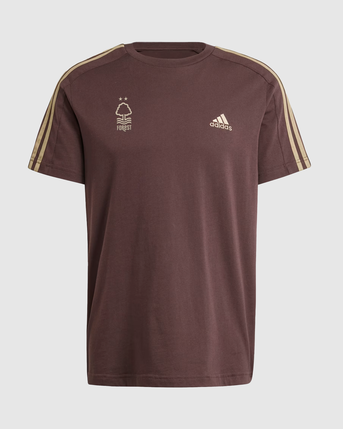 NFFC Adidas Essentials Shadow Brown 3-Stripe T-Shirt