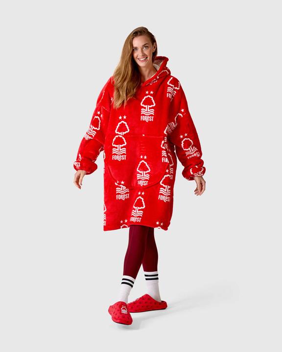 NFFC Red AOP Oversized Sherpa Hoodie