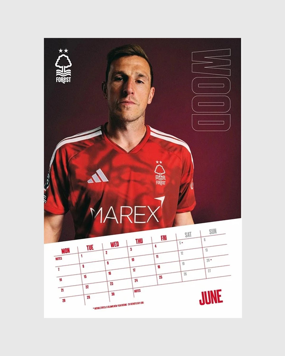 NFFC 2027 A3 Calendar - Nottingham Forest FC