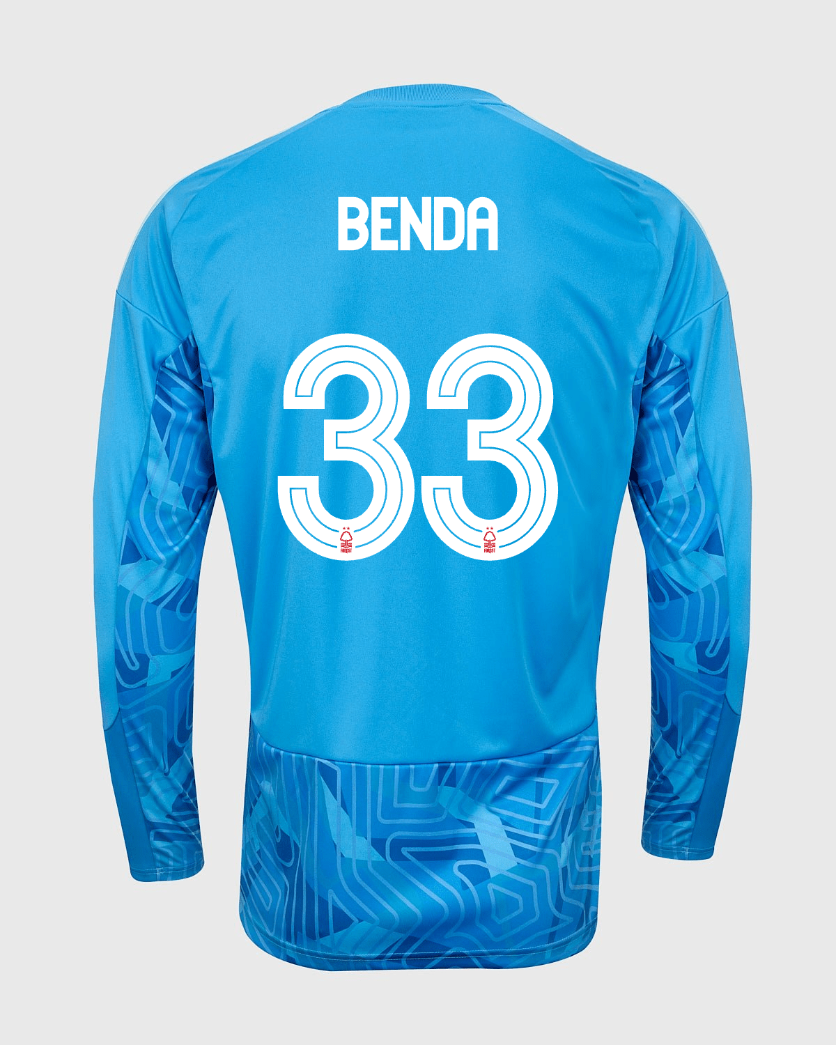 NFFC 26/27 Blue Long Sleeve Goalkeeper Shirt with Benda 33 NFFC Printing - Nottingham Forest FC