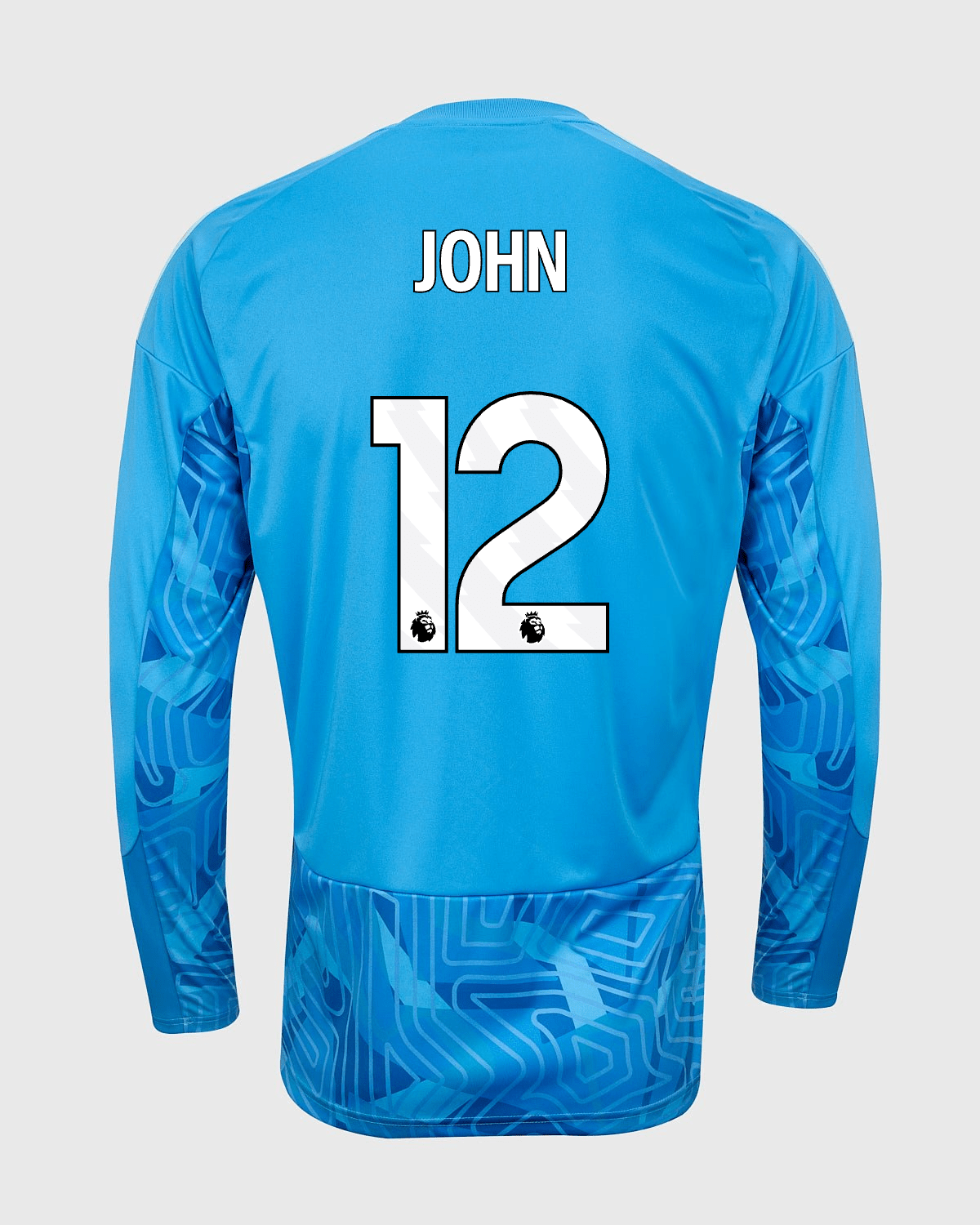 NFFC 26/27 Blue Long Sleeve Goalkeeper Shirt with John 12 Premier League Printing - Nottingham Forest FC