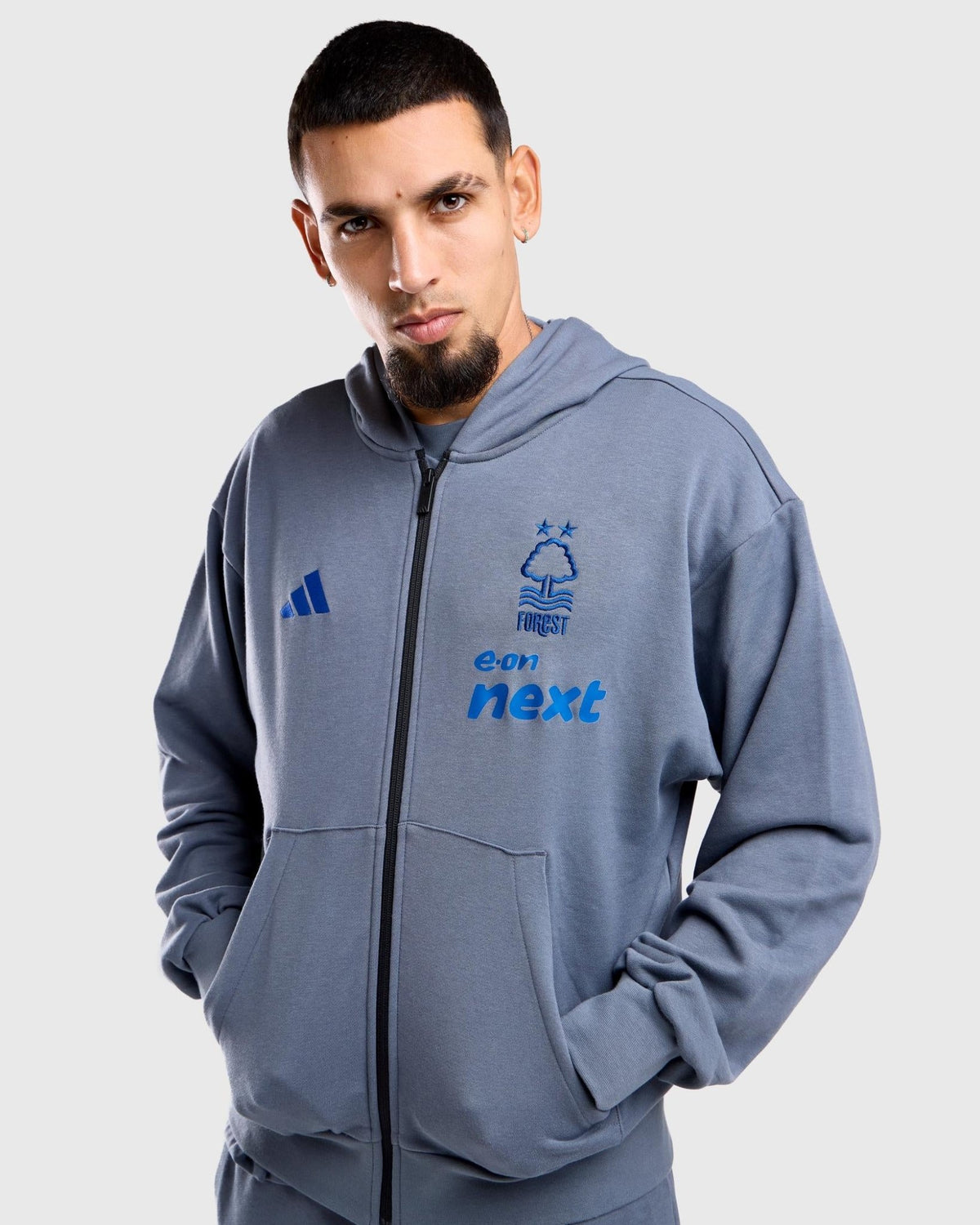 NFFC 26/27 Grey Coaches Leisure Full Zip Hoodie - Nottingham Forest FC