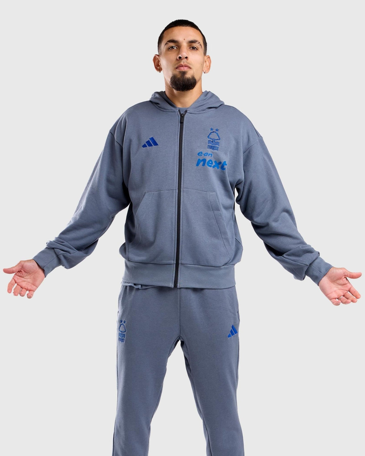 NFFC 26/27 Grey Coaches Leisure Full Zip Hoodie - Nottingham Forest FC