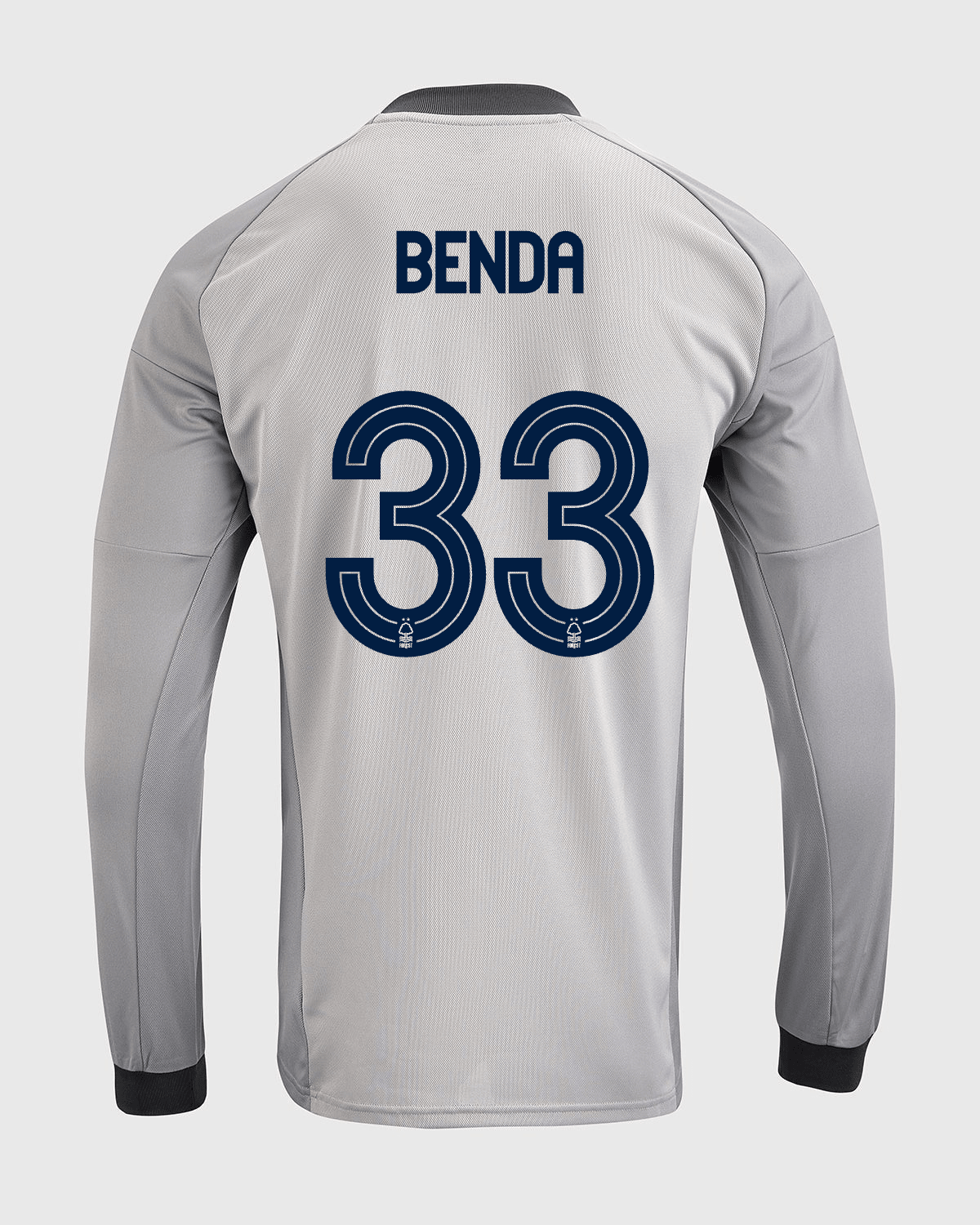 NFFC 26/27 Grey Long Sleeve Goalkeeper Shirt with Benda 33 NFFC Printing - Nottingham Forest FC