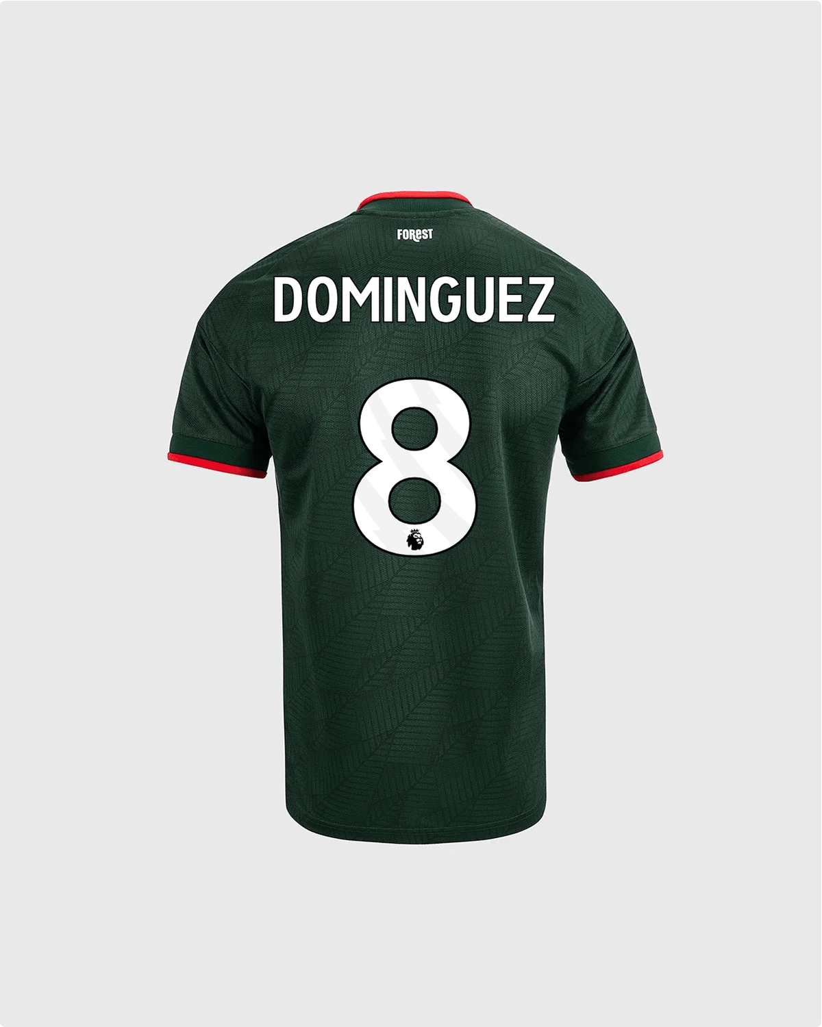 NFFC 26/27 Junior Away Shirt with Dominguez 8 Premier League Printing - Nottingham Forest FC