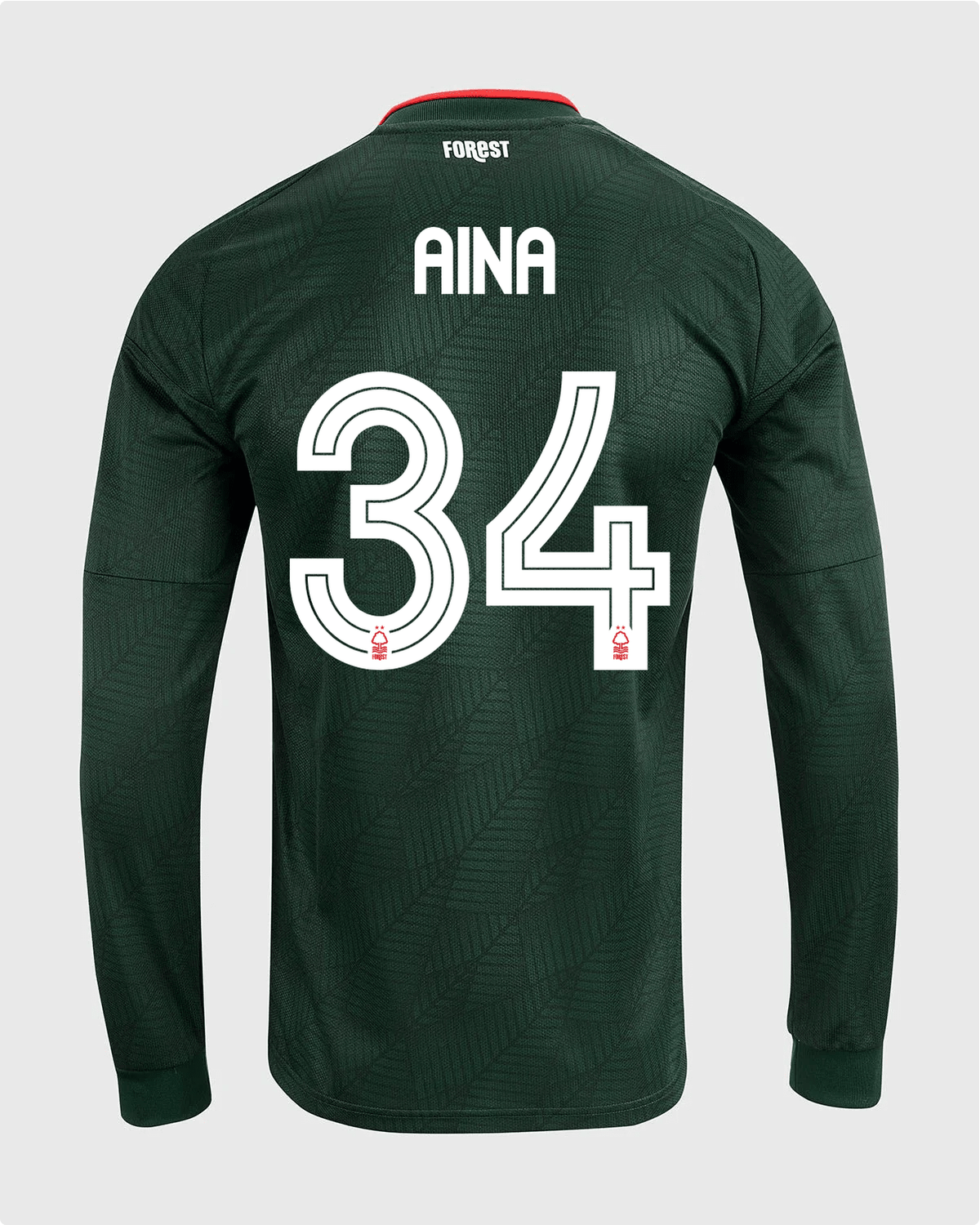 NFFC 26/27 Long Sleeve Away Shirt with Aina 34 NFFC Printing - Nottingham Forest FC