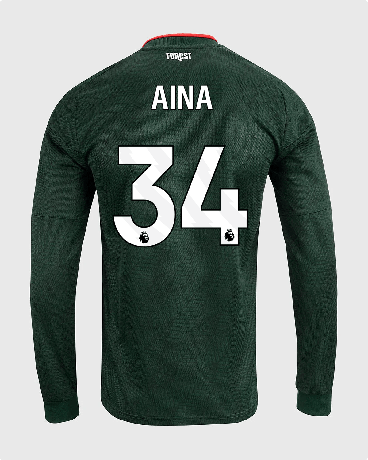 NFFC 26/27 Long Sleeve Away Shirt with Aina 34 Premier League Printing - Nottingham Forest FC