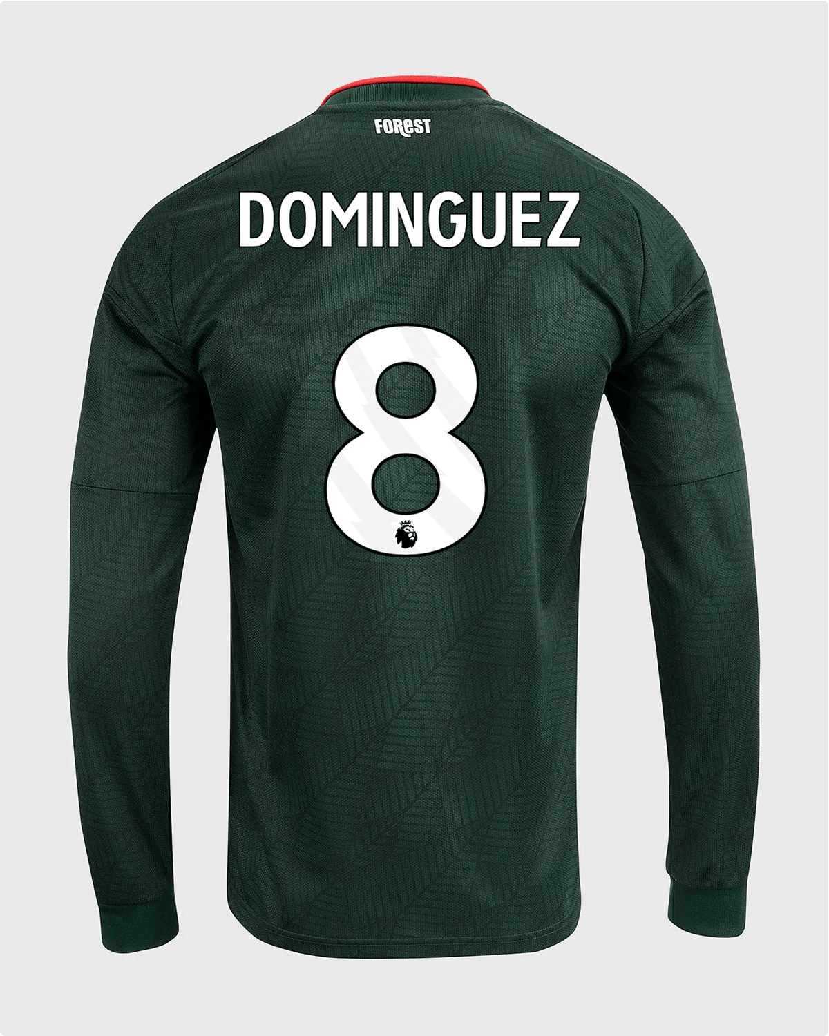 NFFC 26/27 Long Sleeve Away Shirt with Dominguez 8 Premier League Printing - Nottingham Forest FC