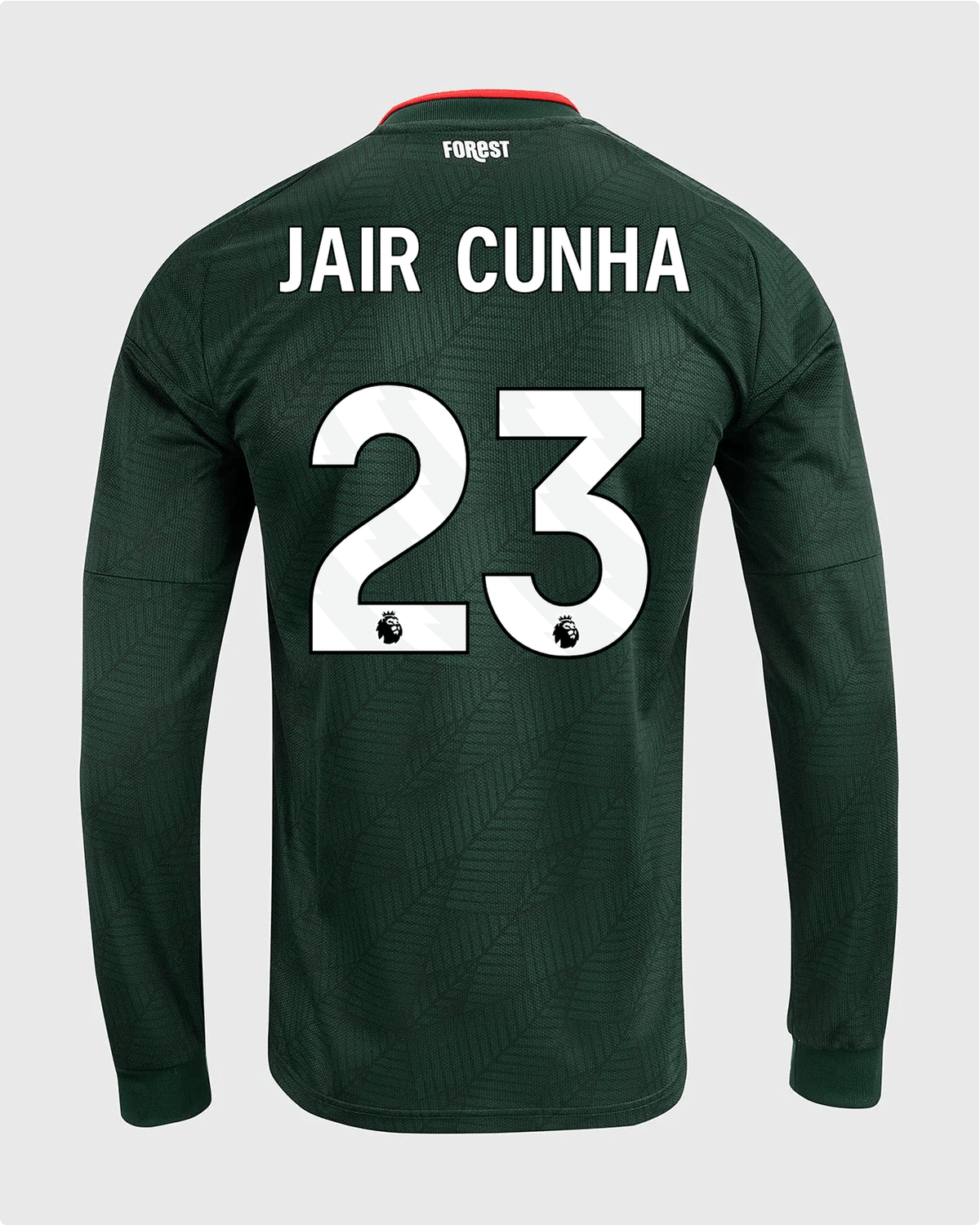 NFFC 26/27 Long Sleeve Away Shirt with Jair Cunha 23 Premier League Printing - Nottingham Forest FC
