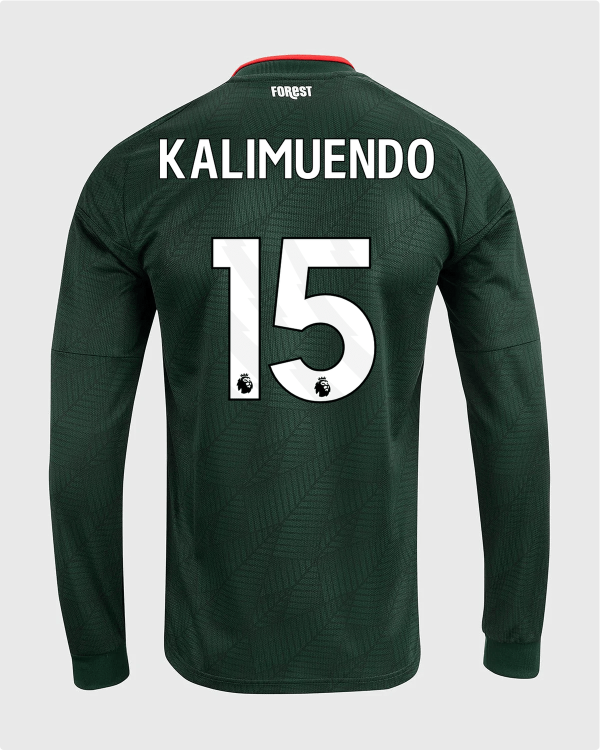 NFFC 26/27 Long Sleeve Away Shirt with Kalimuendo 15 Premier League Printing - Nottingham Forest FC