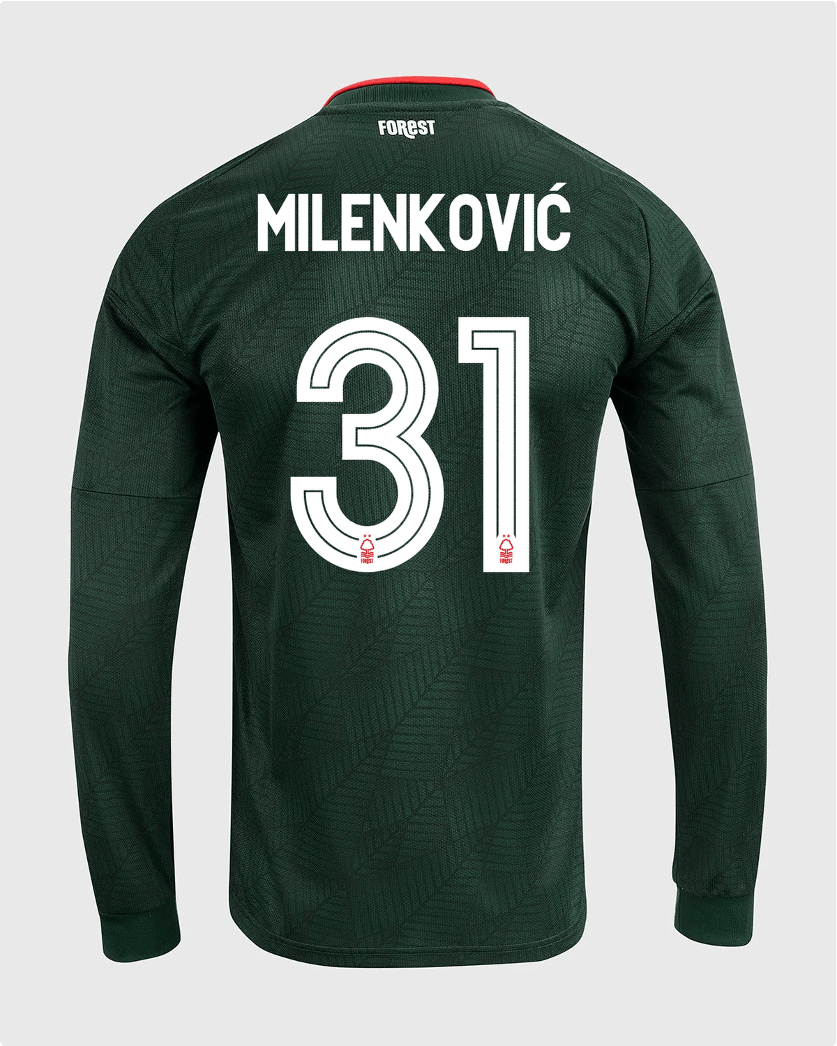 NFFC 26/27 Long Sleeve Away Shirt with Milenković 31 NFFC Printing - Nottingham Forest FC