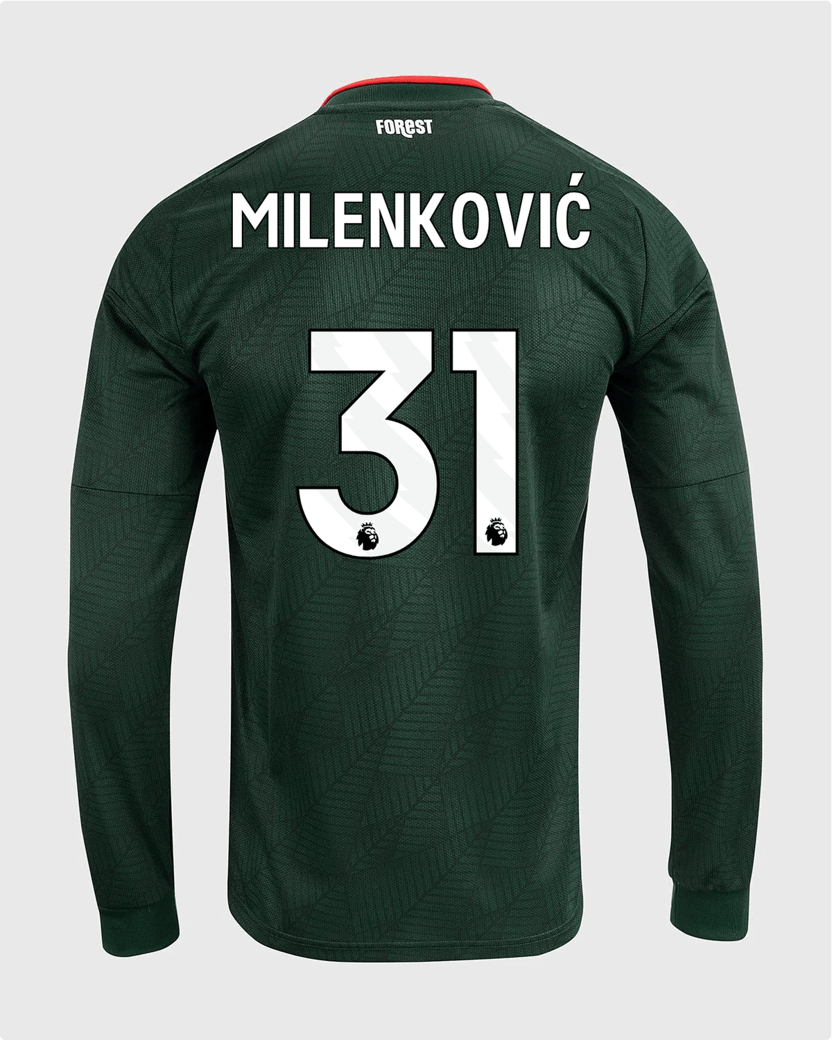 NFFC 26/27 Long Sleeve Away Shirt with Milenković 31 Premier League Printing - Nottingham Forest FC