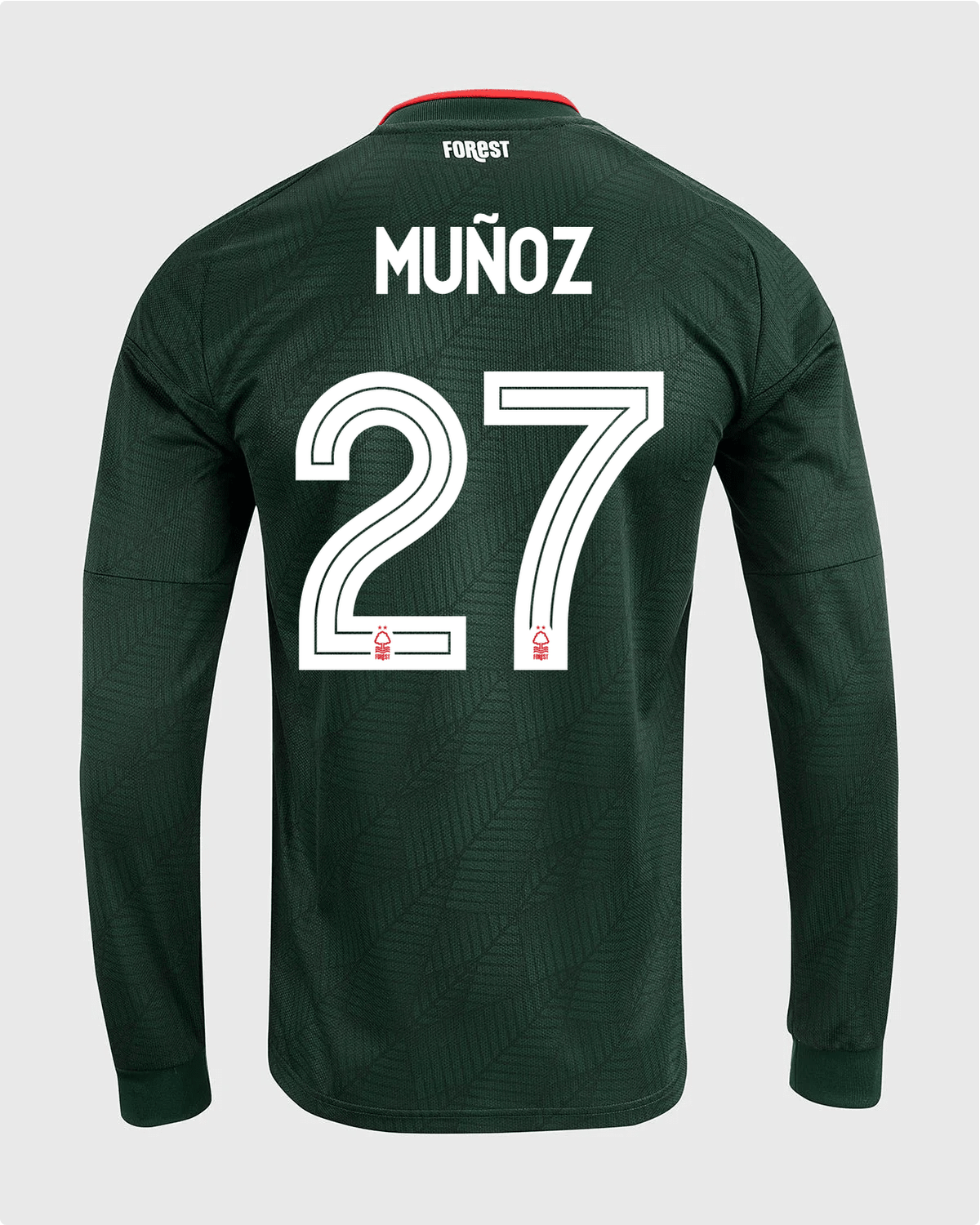 NFFC 26/27 Long Sleeve Away Shirt with Muñoz 27 NFFC Printing - Nottingham Forest FC