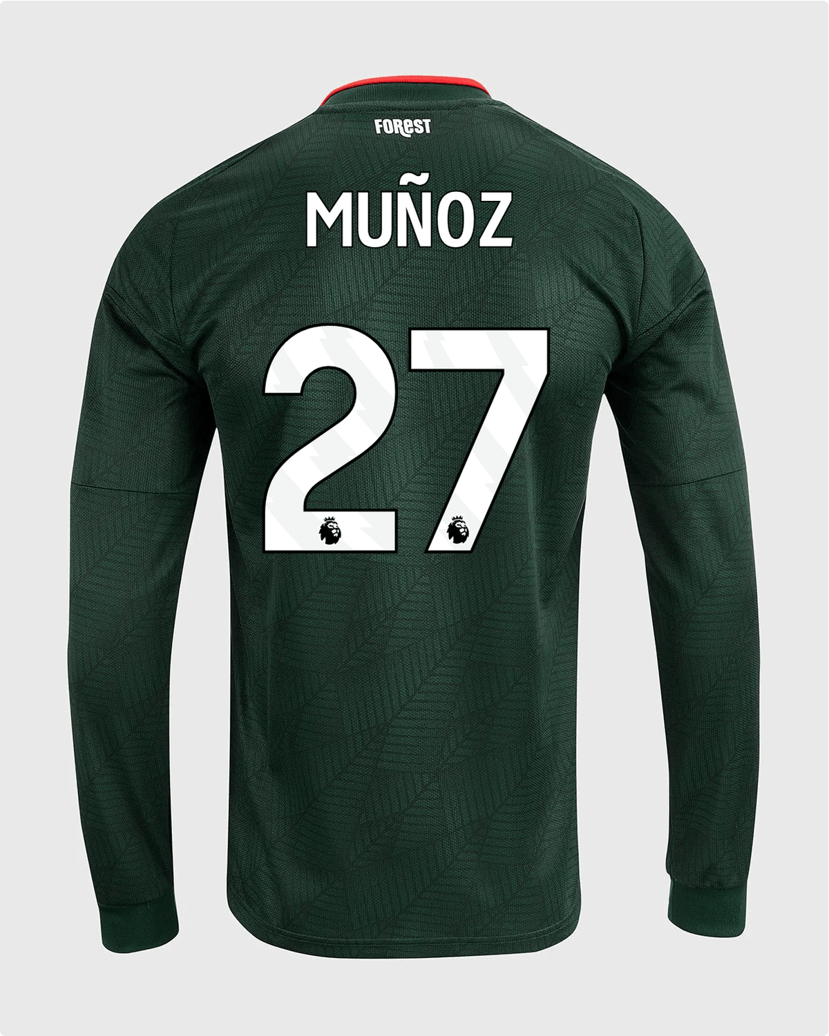 NFFC 26/27 Long Sleeve Away Shirt with Muñoz 27 Premier League Printing - Nottingham Forest FC