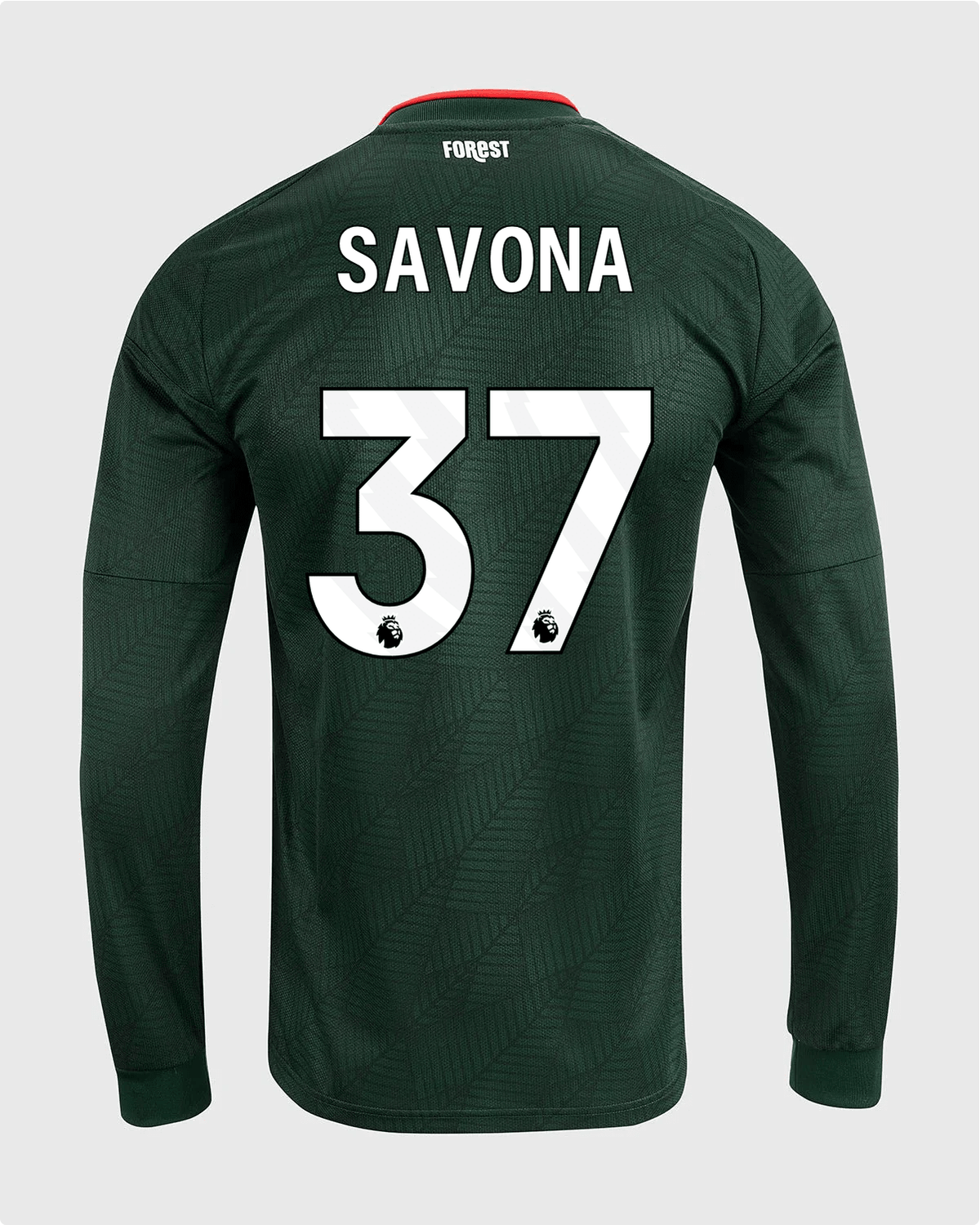 NFFC 26/27 Long Sleeve Away Shirt with Savona 37 Premier League Printing - Nottingham Forest FC
