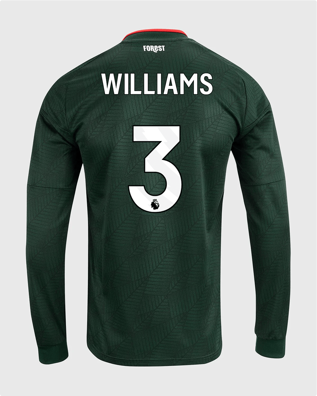 NFFC 26/27 Long Sleeve Away Shirt with Williams 3 Premier League Printing - Nottingham Forest FC