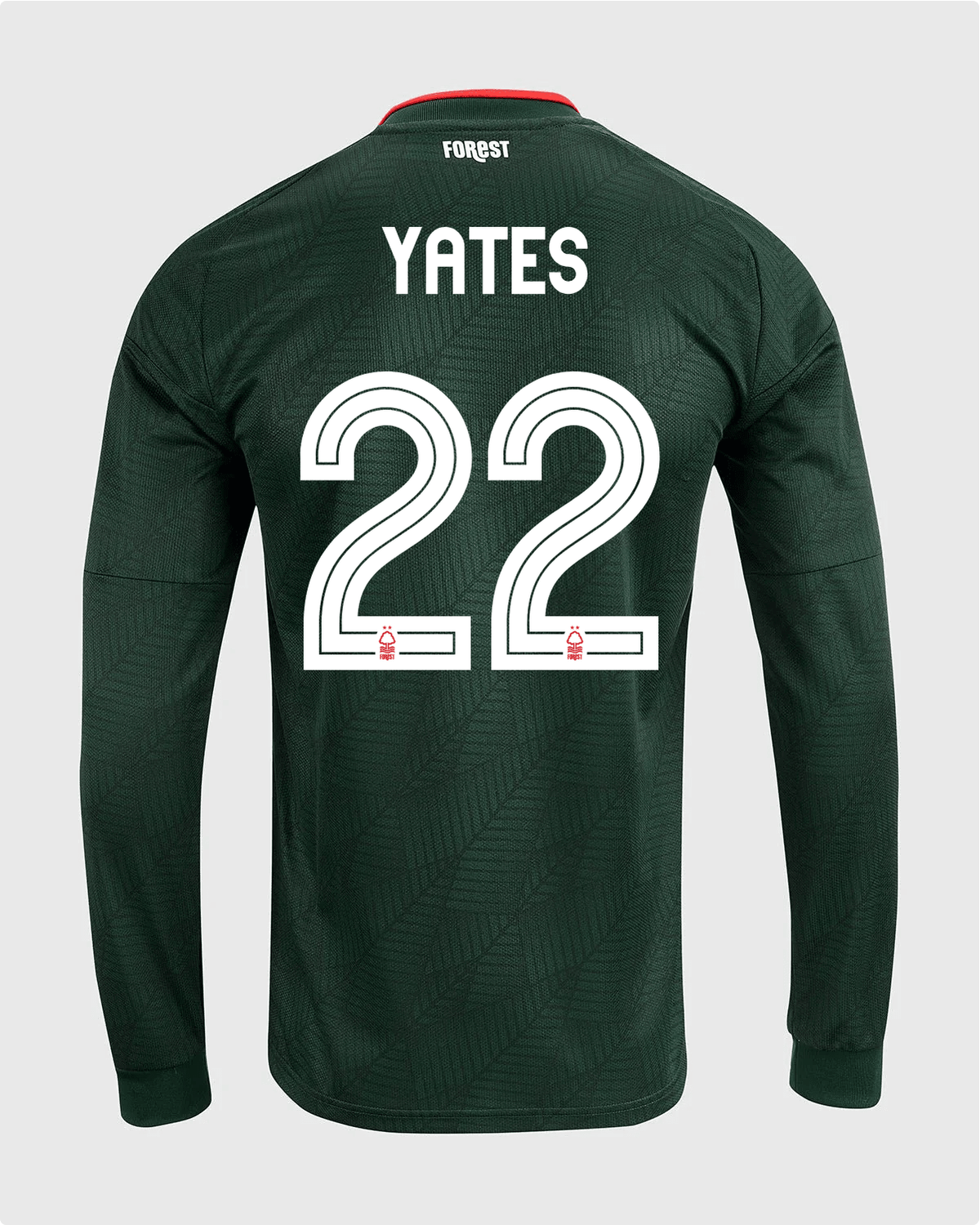 NFFC 26/27 Long Sleeve Away Shirt with Yates 22 NFFC Printing - Nottingham Forest FC