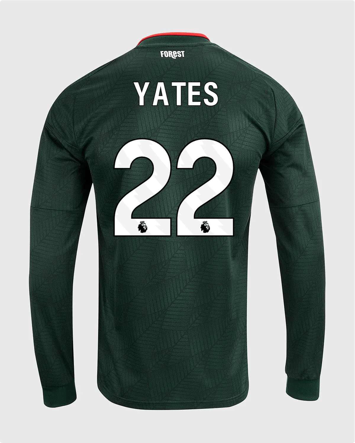 NFFC 26/27 Long Sleeve Away Shirt with Yates 22 Premier League Printing - Nottingham Forest FC