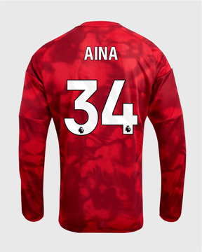 NFFC 26/27 Long Sleeve Home Shirt with Aina 34 Premier League Printing - Nottingham Forest FC