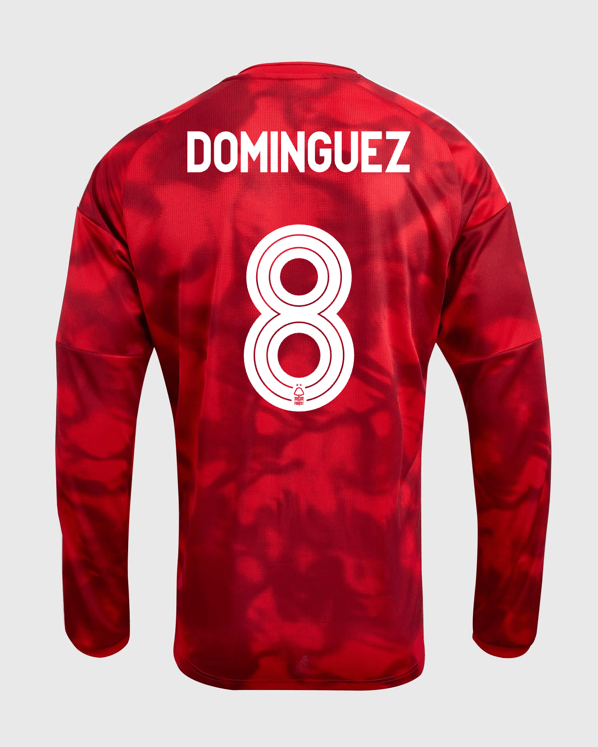 NFFC 26/27 Long Sleeve Home Shirt with Dominguez 8 NFFC Printing - Nottingham Forest FC
