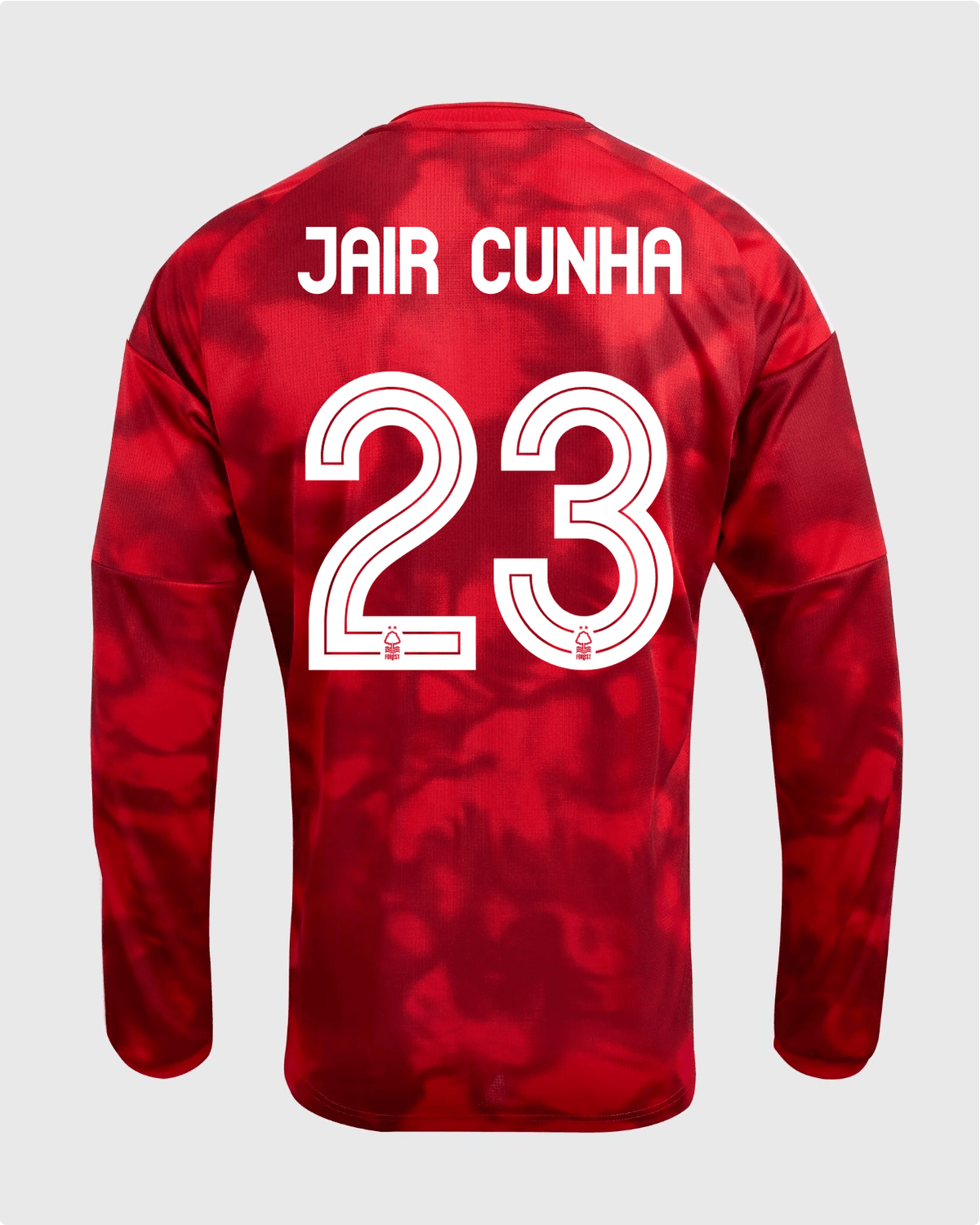 NFFC 26/27 Long Sleeve Home Shirt with Jair Cunha 23 NFFC Printing - Nottingham Forest FC
