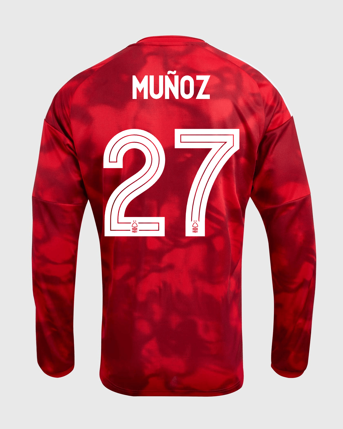 NFFC 26/27 Long Sleeve Home Shirt with Muñoz 27 NFFC Printing - Nottingham Forest FC
