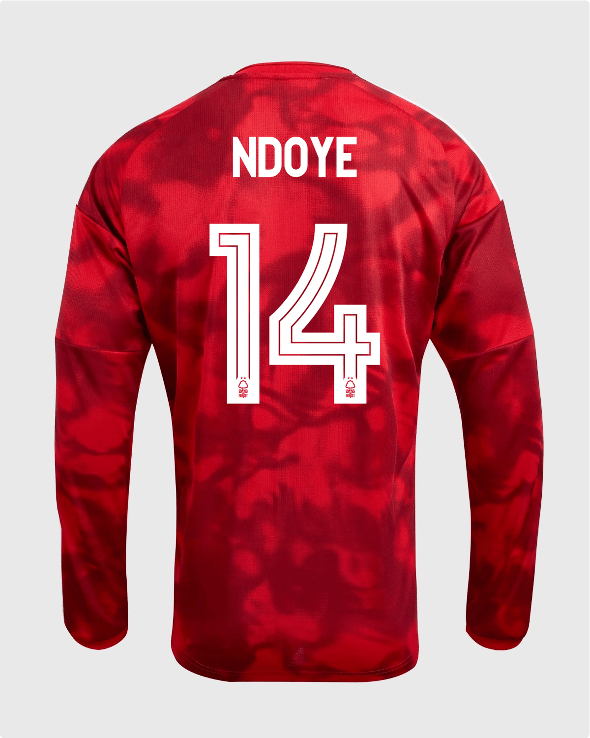 NFFC 26/27 Long Sleeve Home Shirt with Ndoye 14 NFFC Printing - Nottingham Forest FC