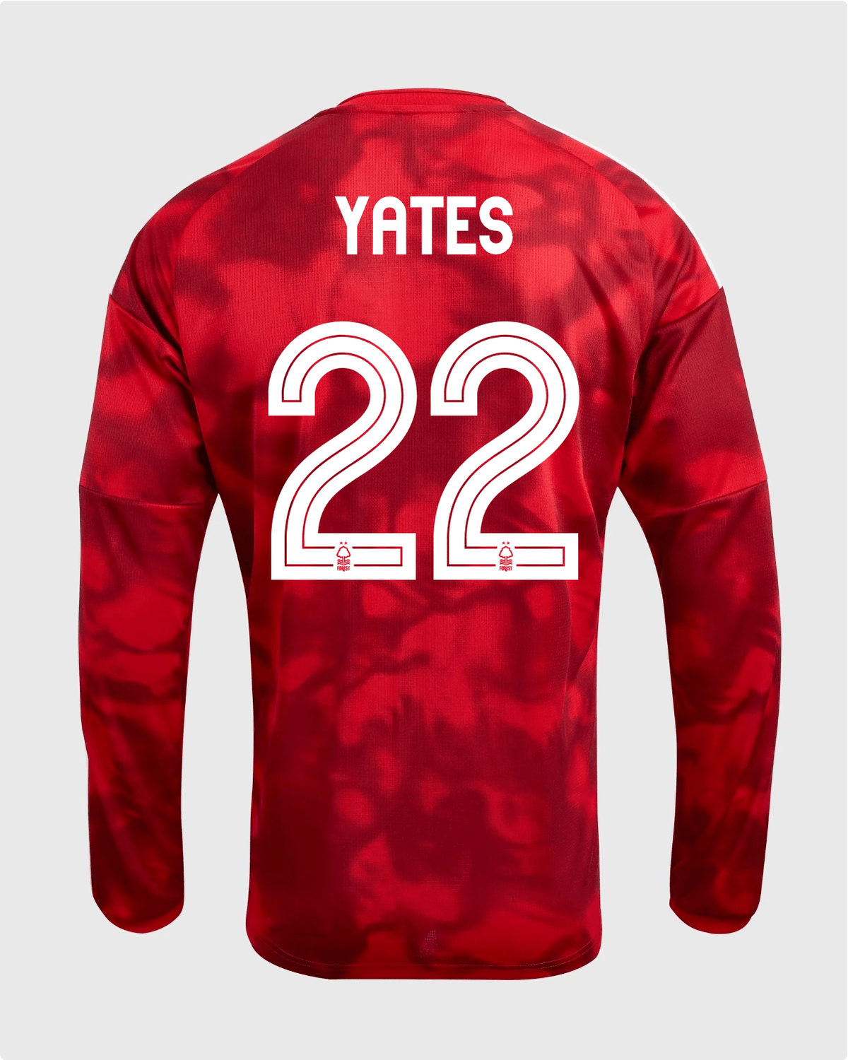 NFFC 26/27 Long Sleeve Home Shirt with Yates 22 NFFC Printing - Nottingham Forest FC