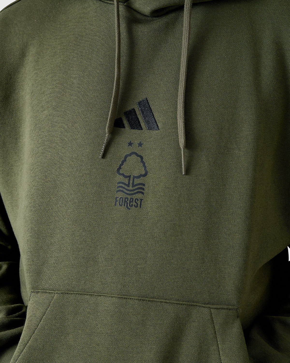 NFFC Adidas 3 - Stripe Olive Hoodie - Nottingham Forest FC