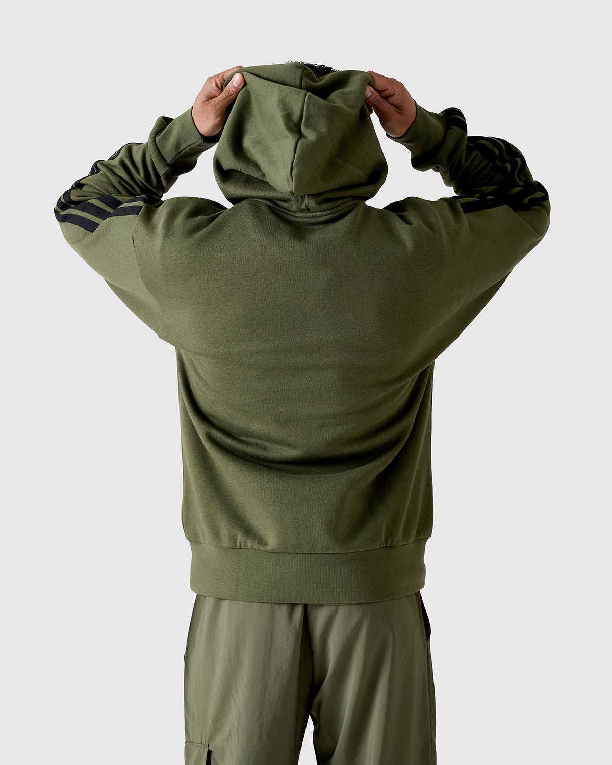 NFFC Adidas 3 - Stripe Olive Hoodie - Nottingham Forest FC
