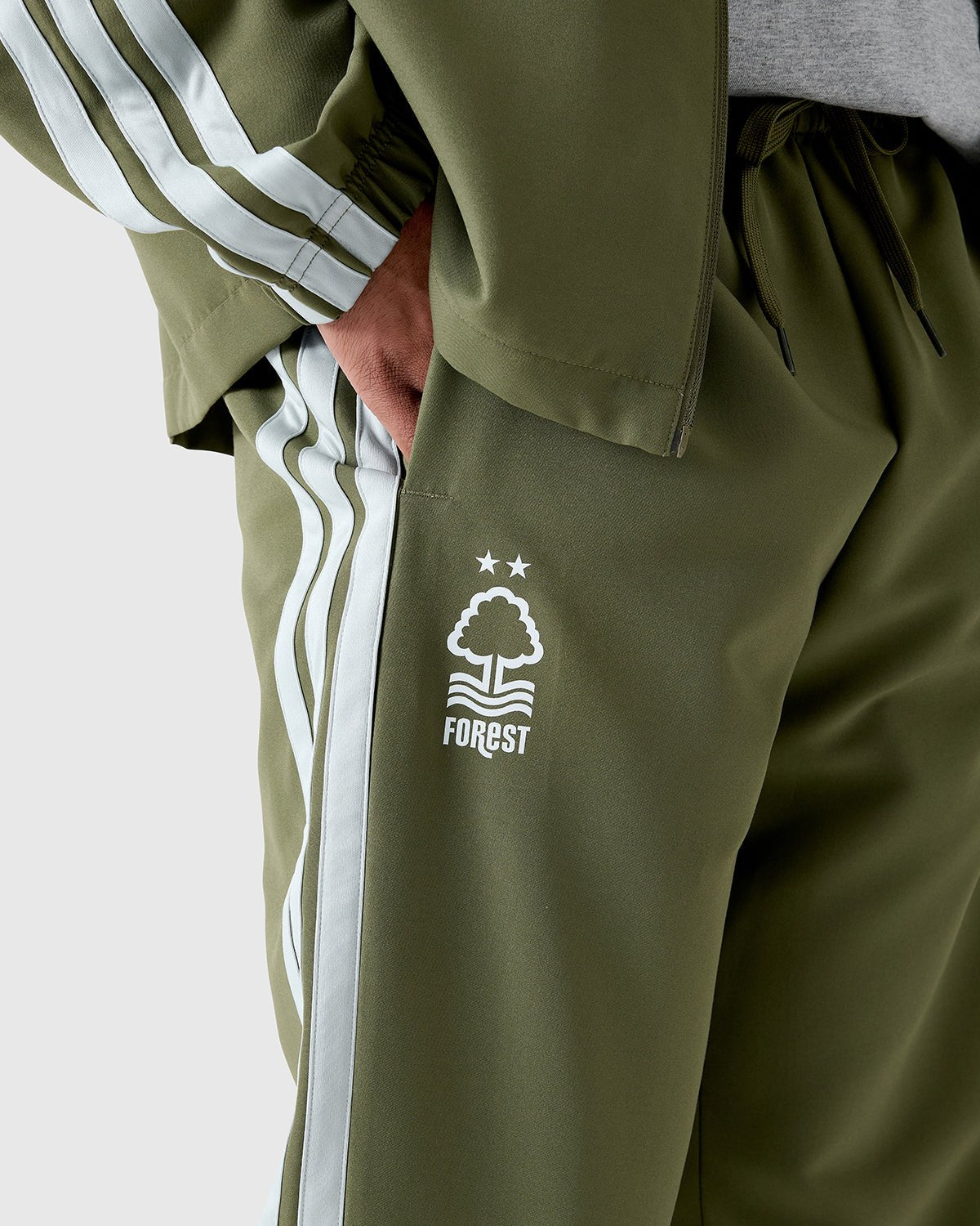 NFFC Adidas 3 - Stripe Olive Woven Tracksuit - Nottingham Forest FC