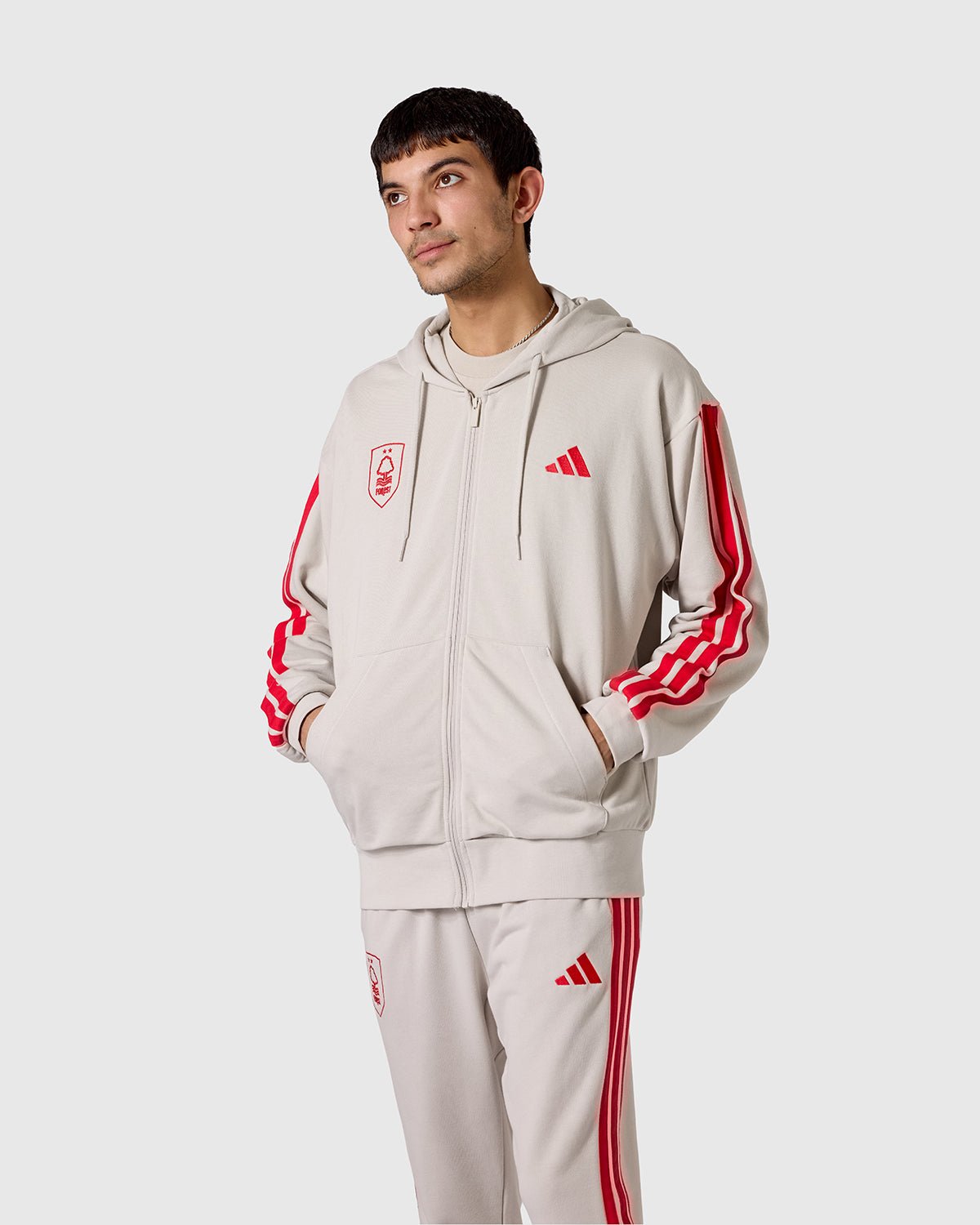 NFFC adidas Alumina 3-Stripe Full Zip Hoodie - Nottingham Forest FC