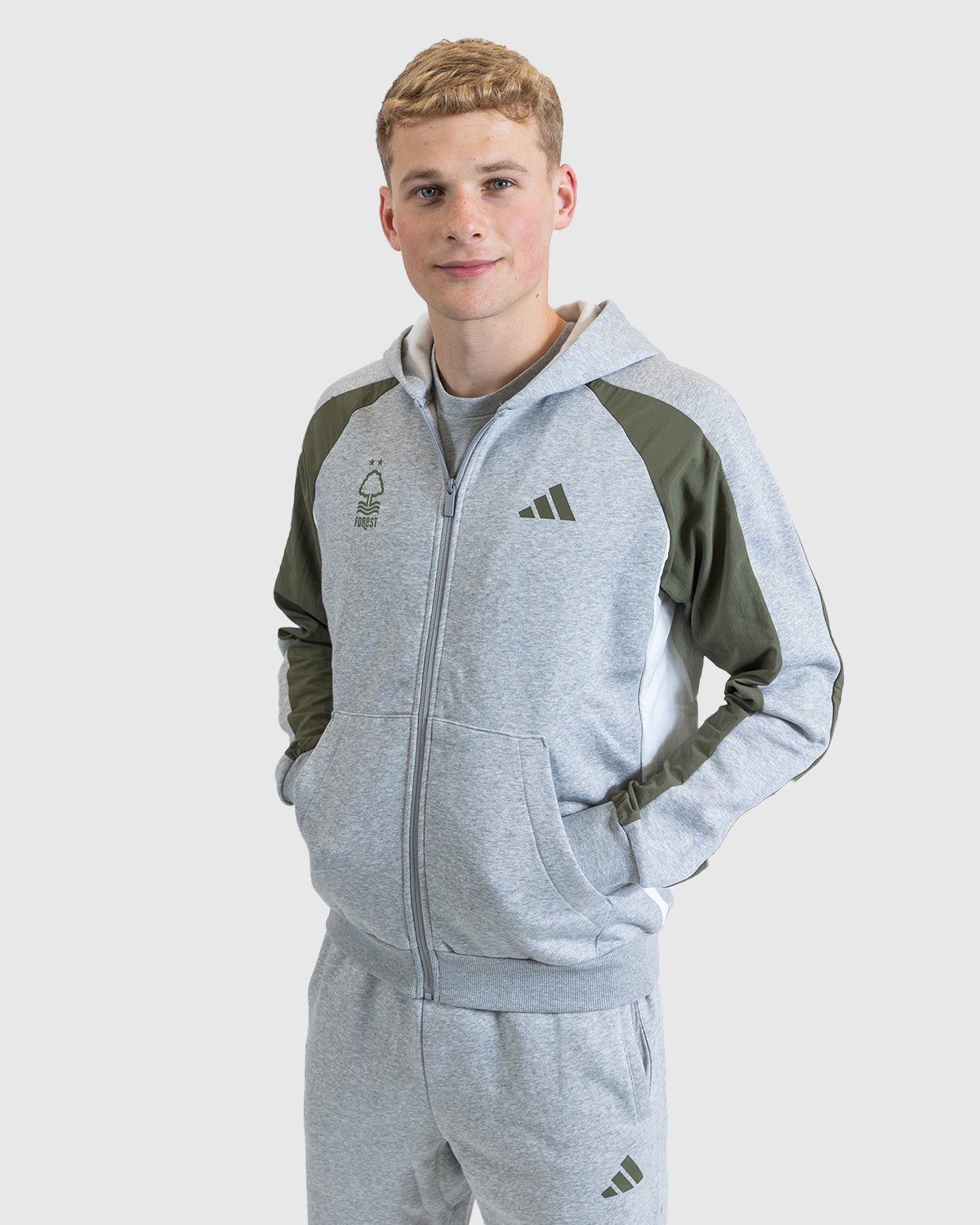 NFFC Adidas Colour Block Full Zip Hoodie - Nottingham Forest FC