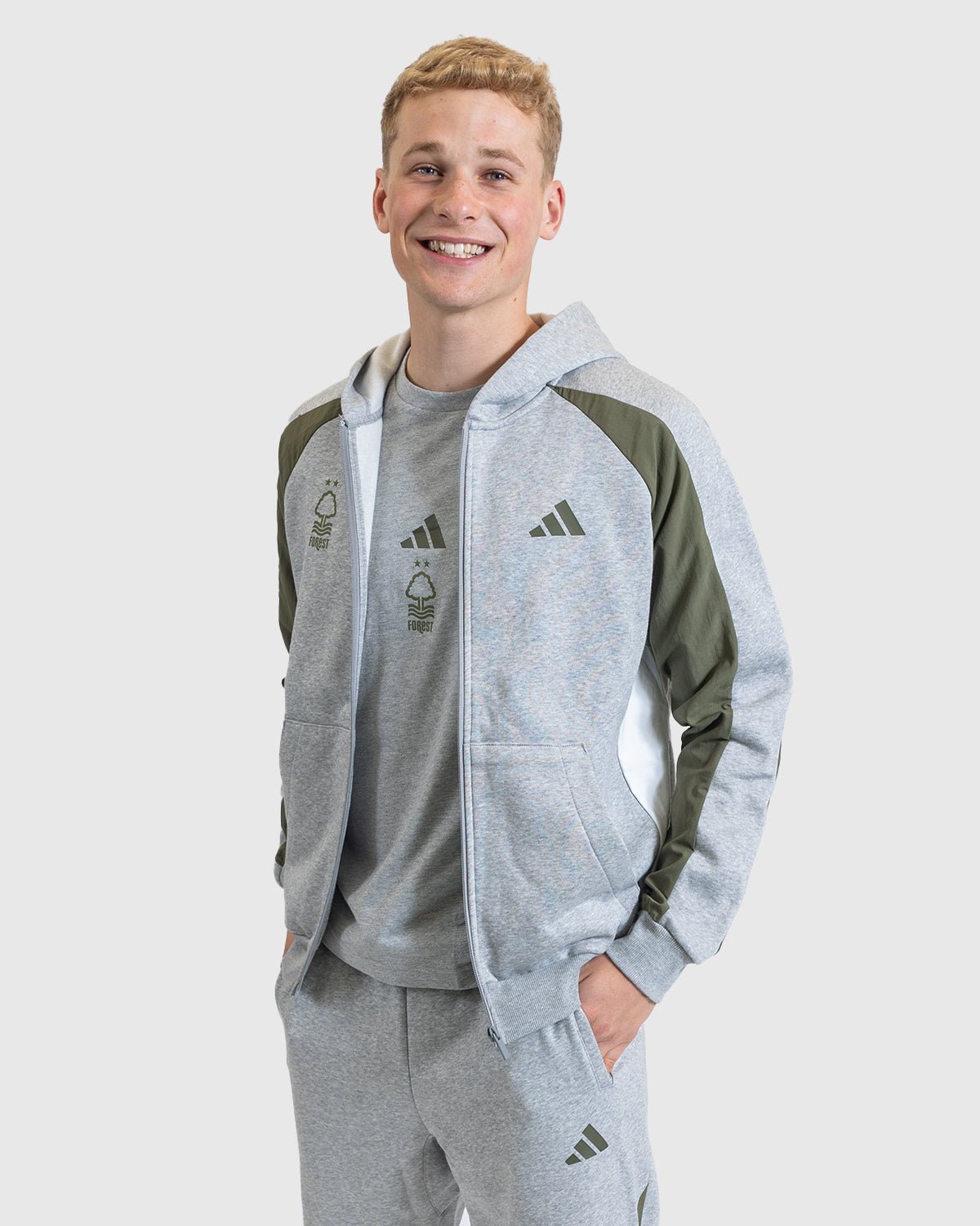 NFFC Adidas Colour Block Full Zip Hoodie - Nottingham Forest FC