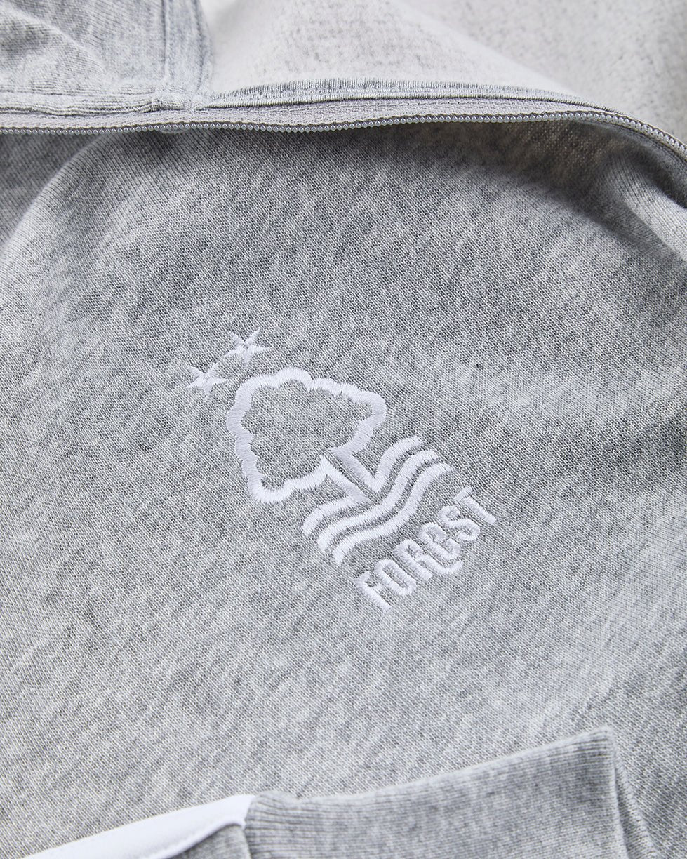 NFFC Adidas Essentials Grey 1/4 Zip 3 - Stripe Top - Nottingham Forest FC