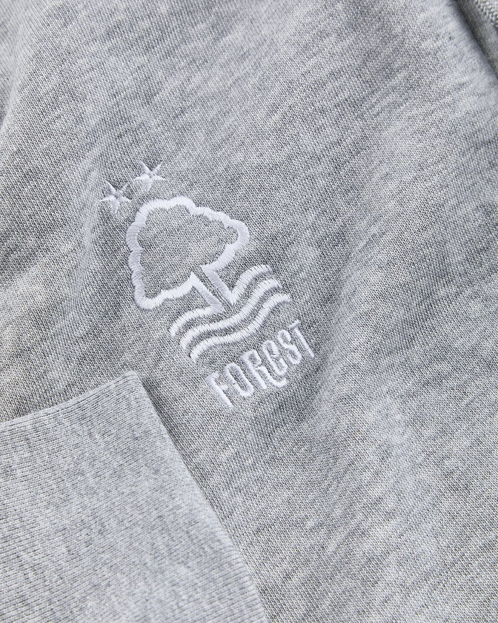 NFFC Adidas Essentials Grey 3 - Stripe Full Zip Hoodie - Nottingham Forest FC