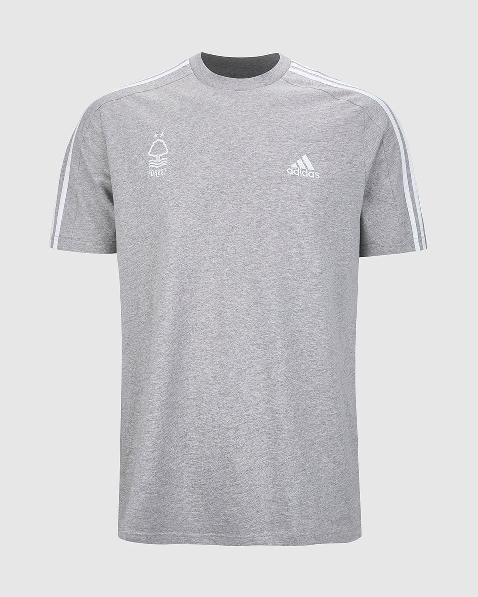 NFFC Adidas Essentials Grey 3 Stripe T Shirt