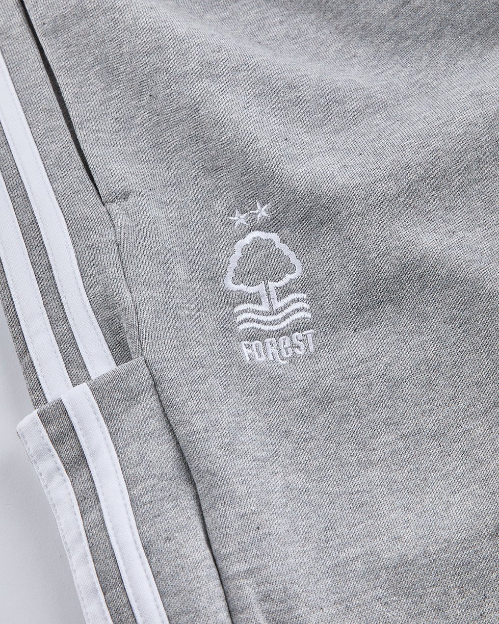 NFFC Adidas Essentials Grey Tapered Cuff 3 - Stripe Joggers - Nottingham Forest FC