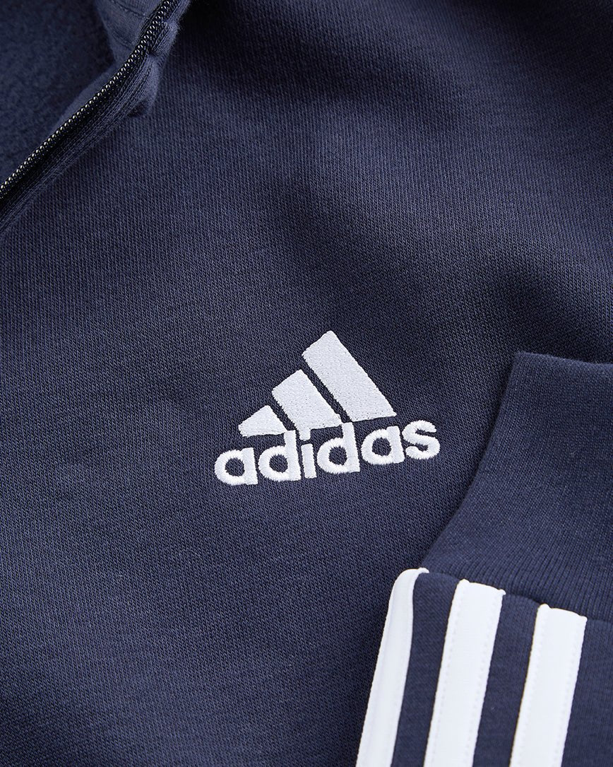 NFFC Adidas Essentials Navy 1/4 Zip 3 - Stripe Top - Nottingham Forest FC