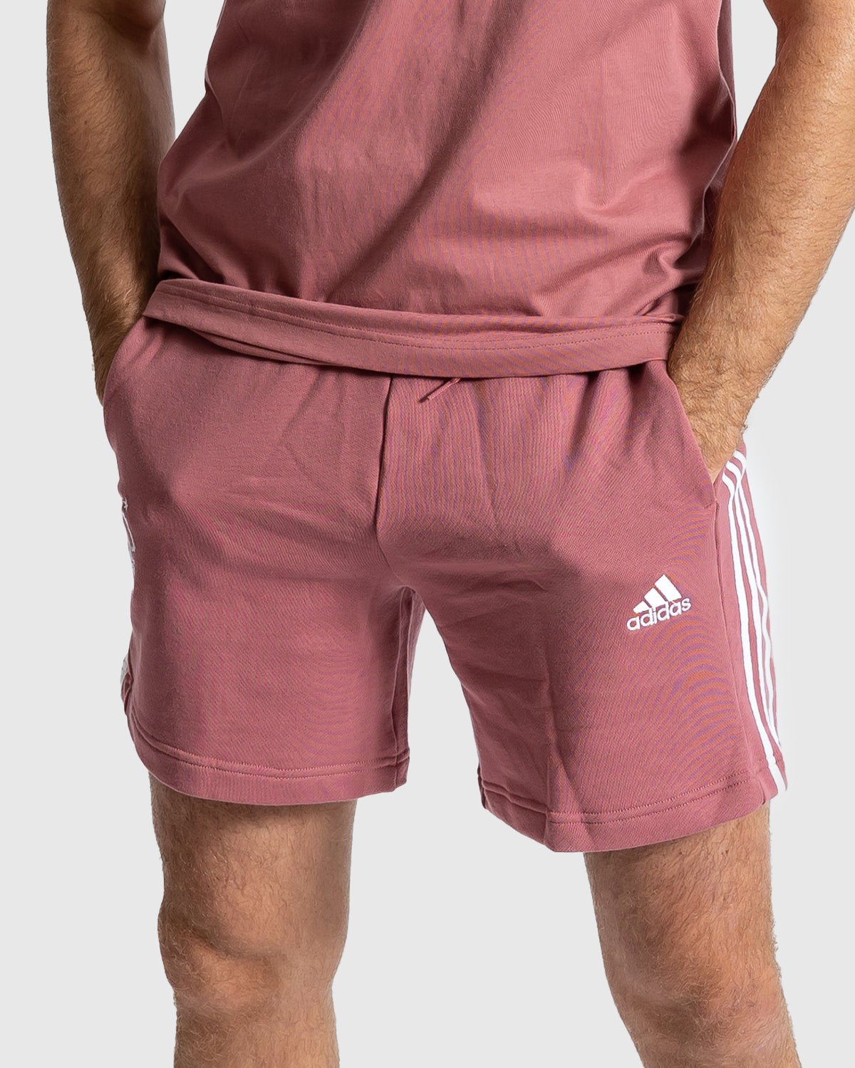 NFFC Adidas Essentials Preloved Crimson 3 - Stripe Shorts - Nottingham Forest FC