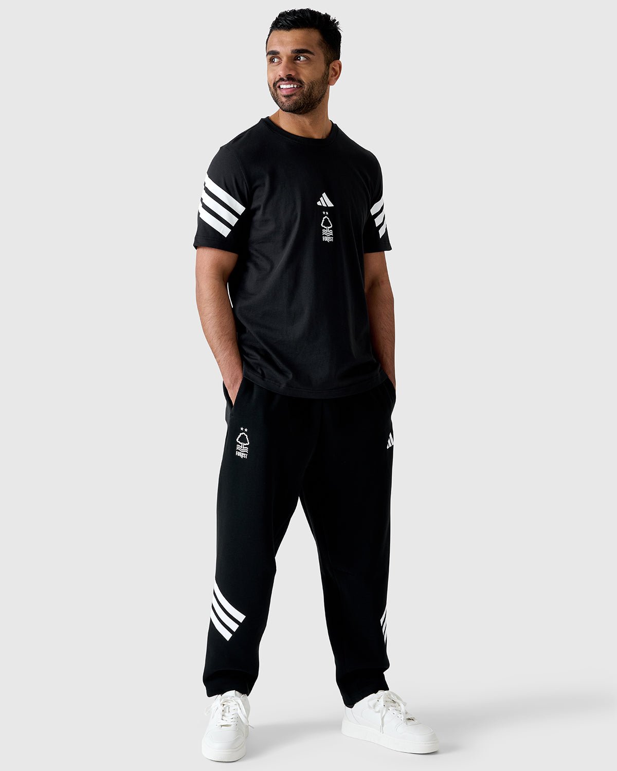 NFFC Adidas Future Icons 3 - Stripe Black T-Shirt - Nottingham Forest FC