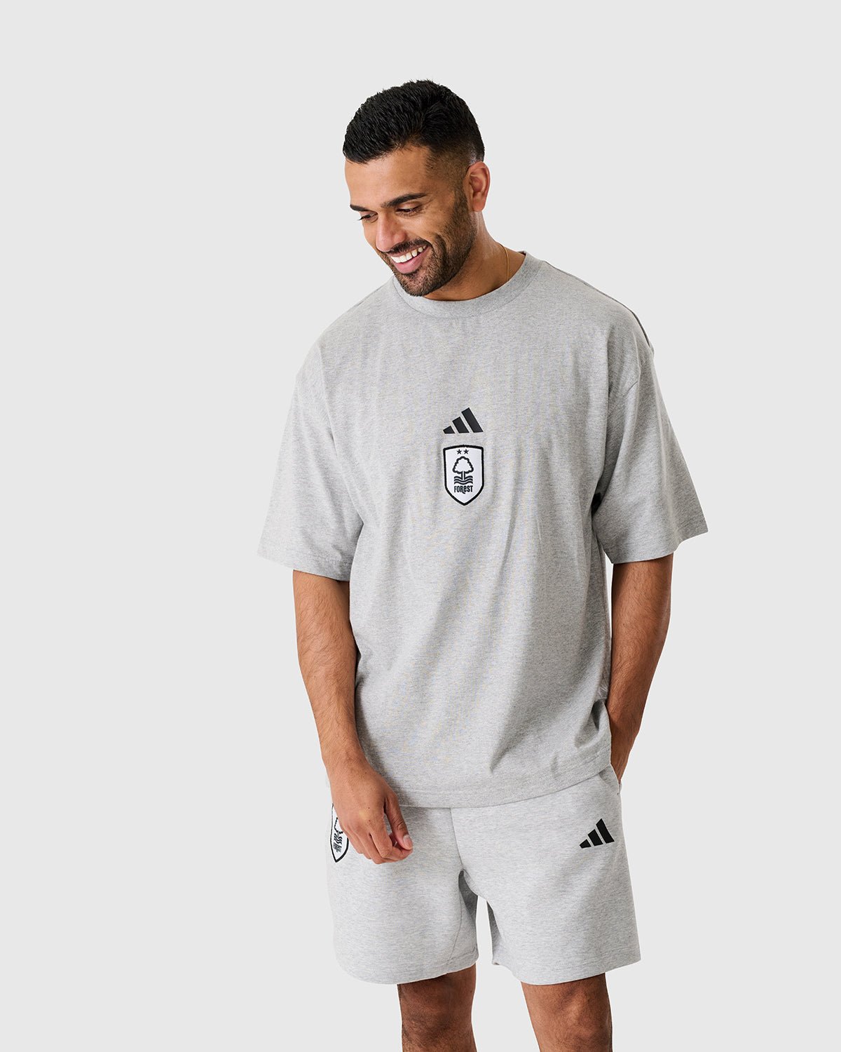 NFFC Adidas Future Icons Small Logo Grey T-Shirt - Nottingham Forest FC