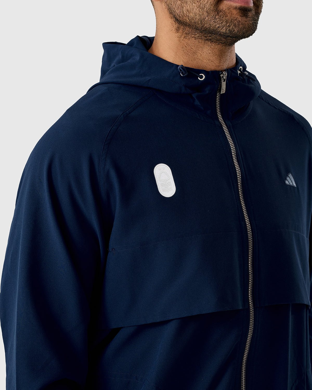 NFFC Adidas Golf Go-To Navy Full Zip Windbreaker - Nottingham Forest FC
